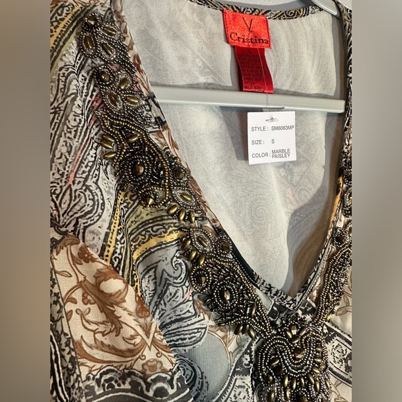 Paisley beaded dress V Christina size small nwt - Picture 2 of 5